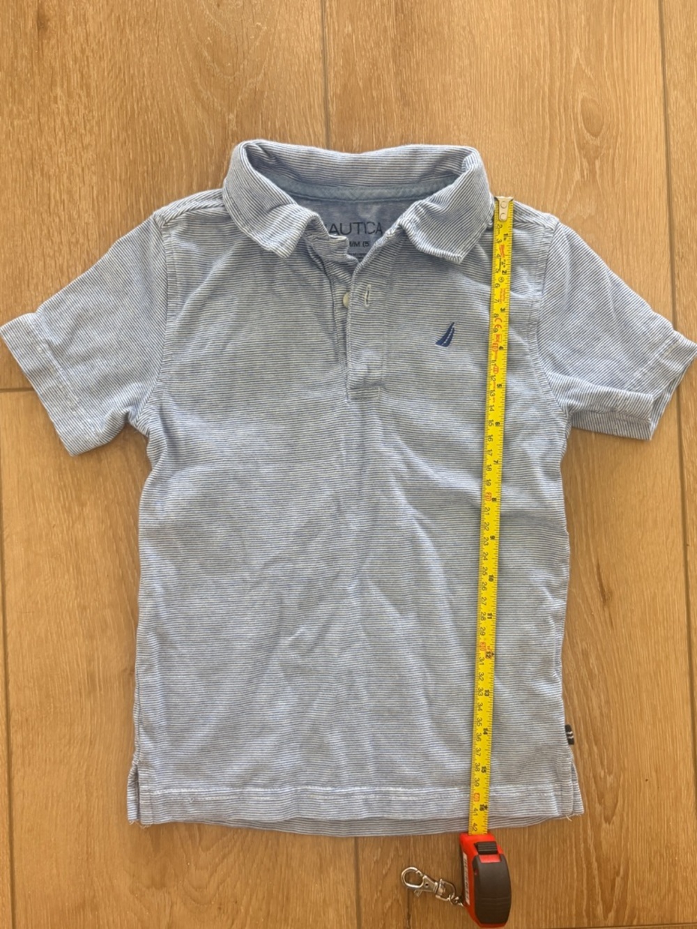 Nautica Boys Light Blue Mini-Striped Polo